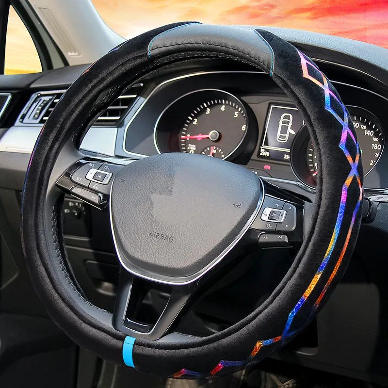 Крышка рулевого колеса Зима Короткие Плюшевые Теплые автомобильная ручка волосатые пушистые Руль Обложка для benz GLA C200L E260L GLC300 B класс - Название цвета: as picture