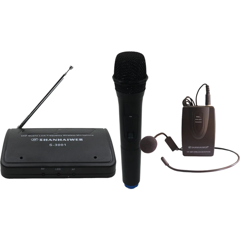 SHANHAIWER S-3007 мини зажим для галстука или на голову микрофон беспроводной приемник и трансмитер беспроводной микрофон воротник - Цвет: Tie and Handheld