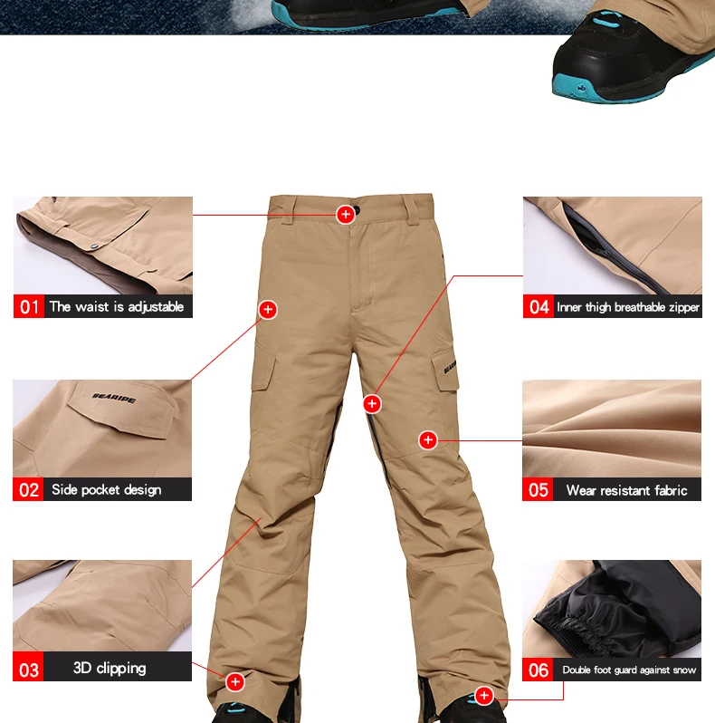 SEARIPE-30 градусов, Мужские штаны для сноуборда, мужские лыжные штаны, водонепроницаемые, 10 K, дышащие, зимние штаны, мужские брендовые лыжные брюки