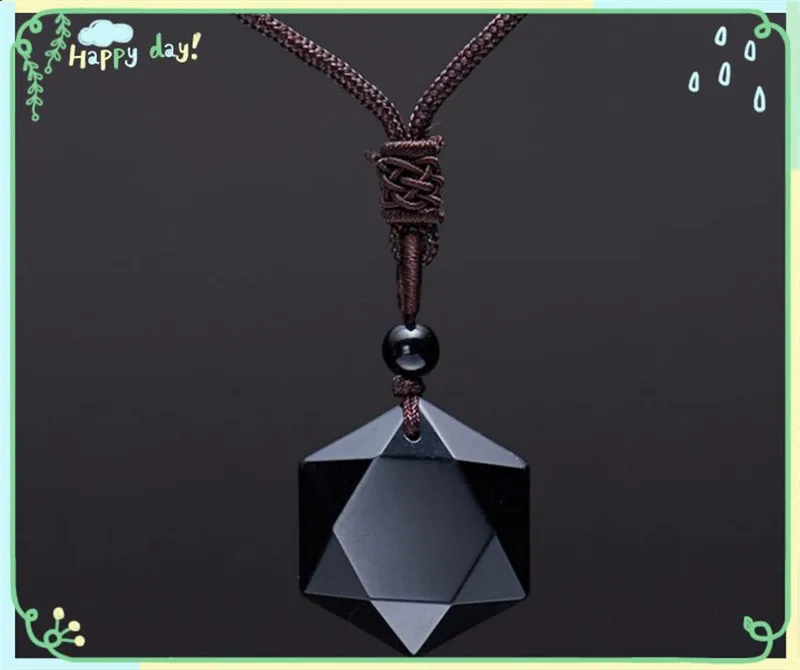 

Wholesale Genuine Natural Obsidian Stone Pendants Six Stars Pendant Energy Stone Necklace Sweater Chain Fashion Jewelry