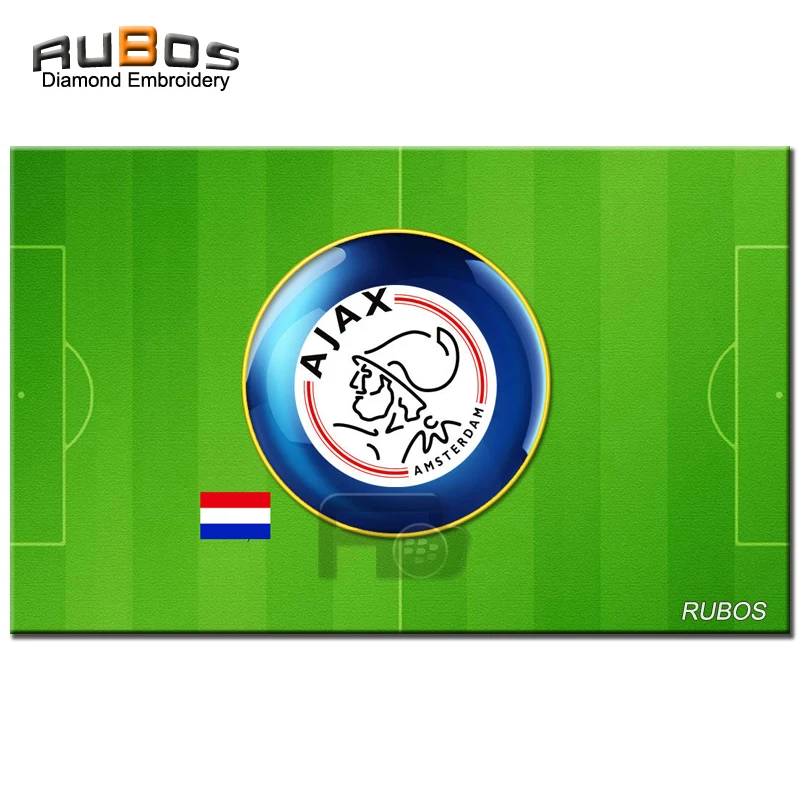 RUBOS AJAX Soccer DIY 5D Diamond Painting Netherland Team Badge Complete Square Or Round Diamond Embroidery Christmas Hobby Kids (6)