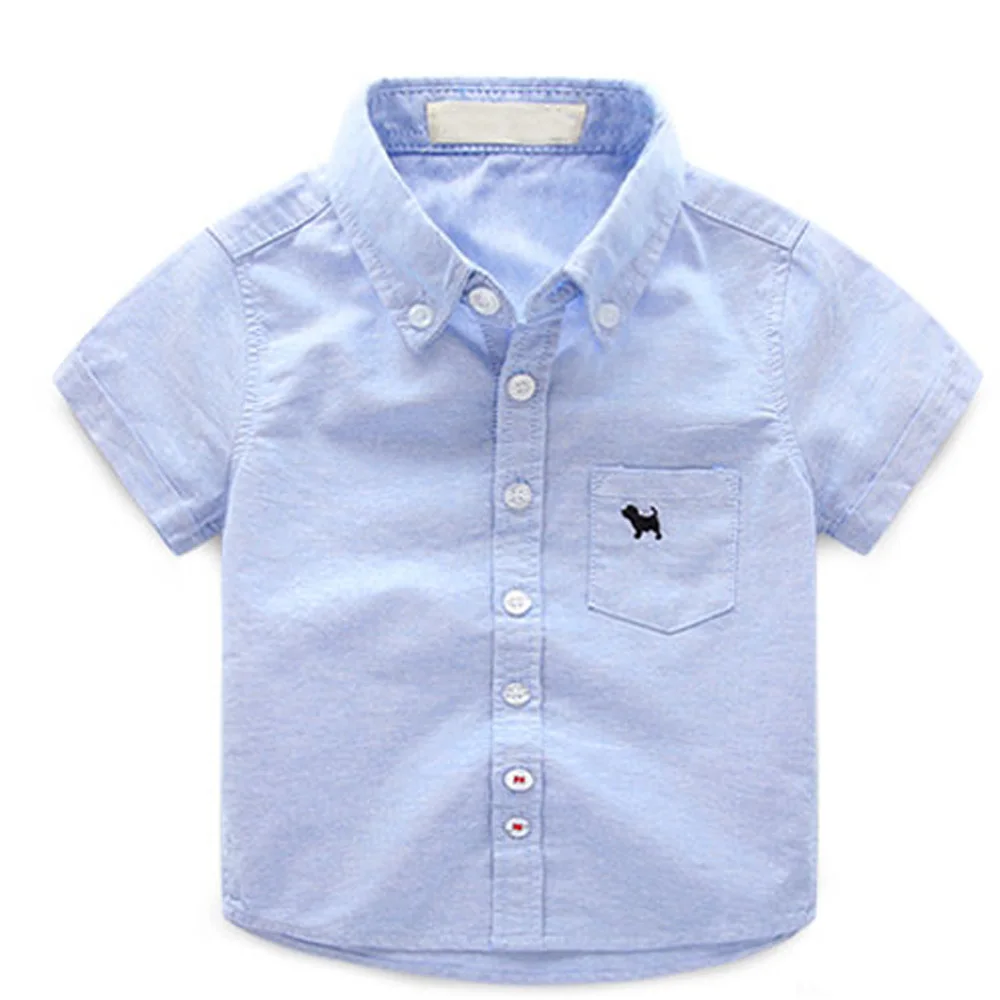 

Boys Cotton Shirts summer short Sleeve Turn Down Collar Tops Clothes Clothing for Kids Baby Children