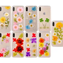 Сделай Сам ручной работы натуральные настоящие сушеные цветы чехол для телефона для iPhone 6 6S Plus 7 7 Plus 8 8 Plus X ТПУ Силиконовая задняя крышка