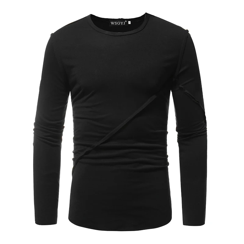 

Hot 2018 New Spring Fashion Brand O-Neck Slim Fit Long Sleeve T Shirt Simple Men Trend Casual Mens T-Shirt Solid Color T Shirts