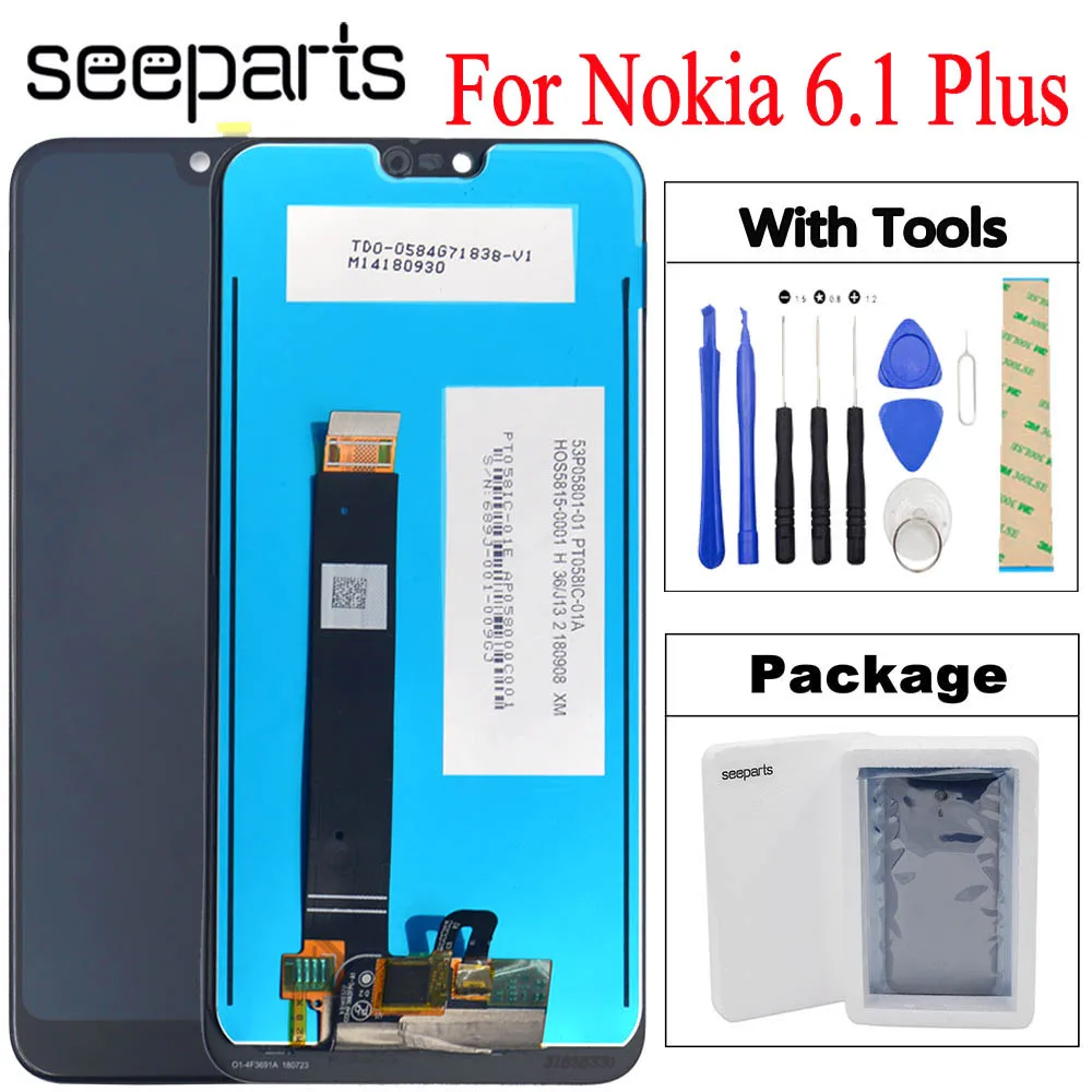 

2018 New Black 100% Tested For Nokia X6 LCD DIsplay Touch Screen Digitizer Assembly Replacement For Nokia 6.1 Plus LCD Screen