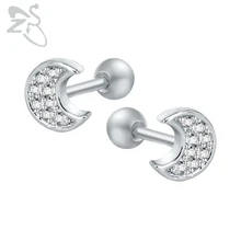 Медные серьги-гвоздики, проложенные прозрачные стразы, серьги-гвоздики, пирсинг спиральный для хряща для девушек, высококачественные ювелирные изделия из стали