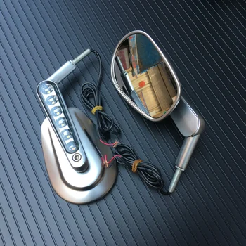 

1set Rear View Mirrors LED Turn Signals For Harley Davidson VRSCF V-Rod Silver