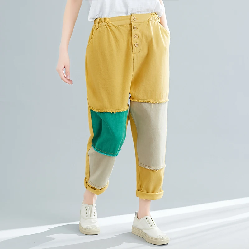 Сезон весна-лето; женские джинсы; свободные винтажные мужские брюки больших размеров рисунок из мультфильма; эластичные джинсовые брюки; большие размеры; J398