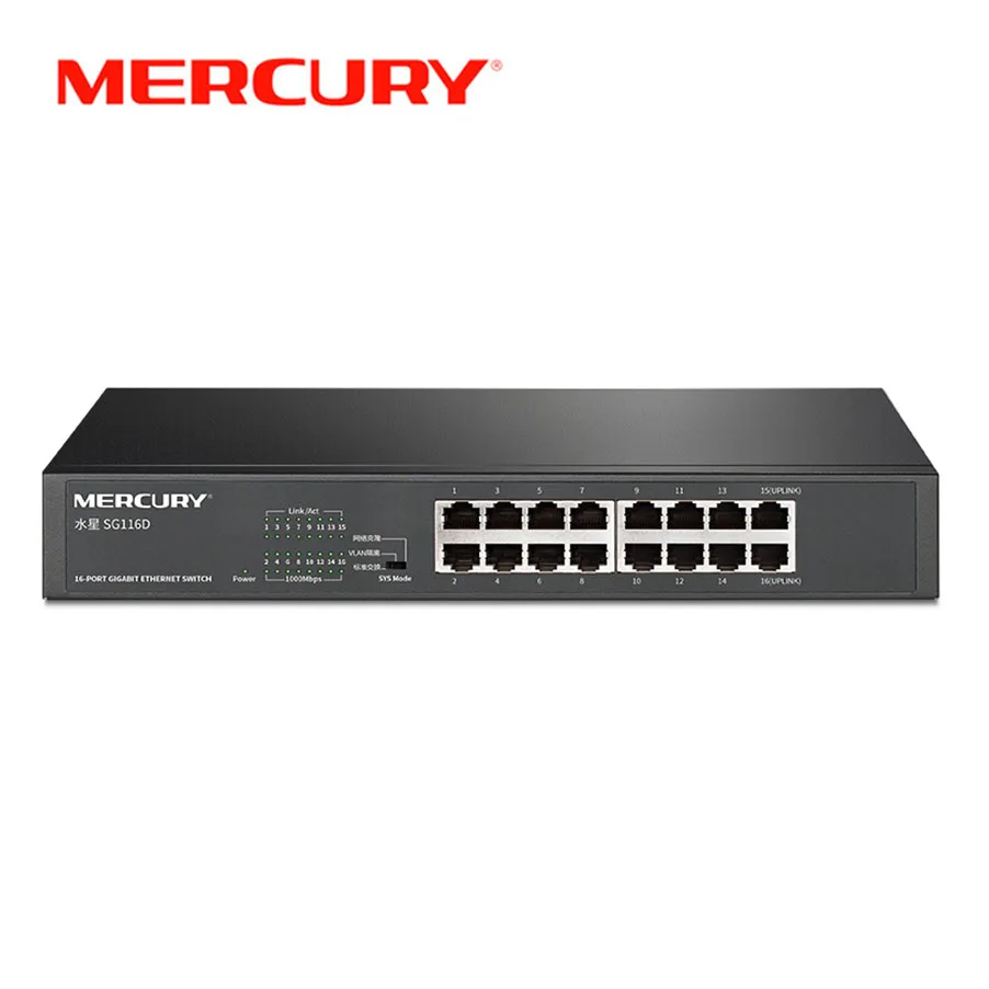 

MERCURY SG116D 16 Port RJ45 Gigabit Switch 10/100/1000Mbps Network Ethernet Switch Desktop Steel Rack Switch