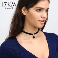 17KM 6 Colors font b Heart b font Velvet Choker font b Necklaces b font