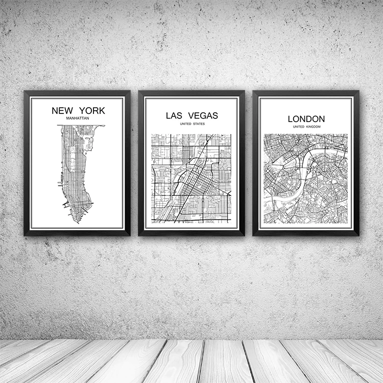 Карта всемирно известных городов абстрактное плакат искусство крафт-бумажный постер для бара/Кафе Ретро Эскиз художественное оформление роспись Наклейка на стену 42x30 см