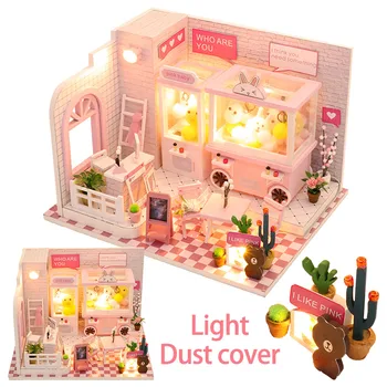 

Doll House Miniature Dollhouse With Furniture Kit Wooden House Miniaturas Toys For Children New Year Christmas Gift Doll Machine