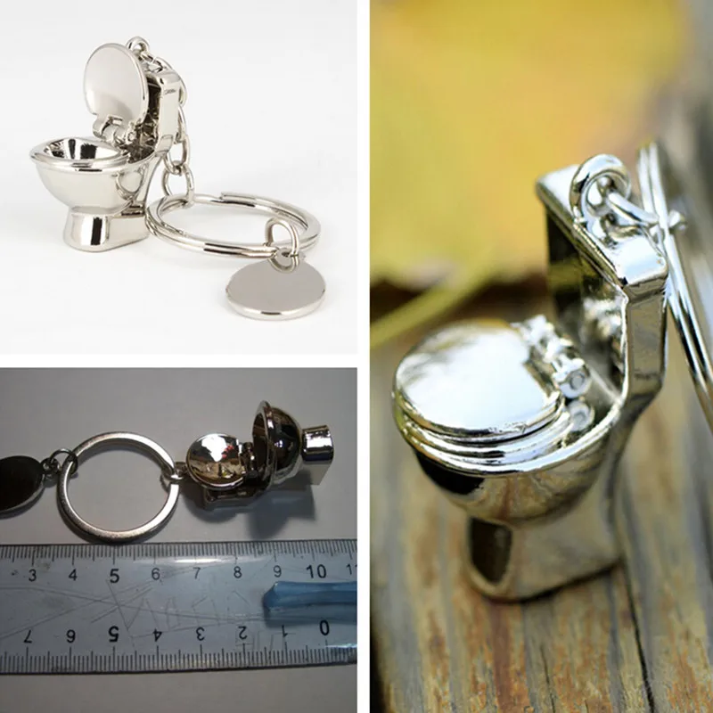 Mini Toilet Key Ring Chain Classic 3D Keychain Bathroom Cute Creative