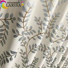 Современный светильник с листьями растений, синий жаккард, тканый, хлопок, полиэстер, лен, как драпировка, ткань для занавесок, 280 см, высота 1 м/лот