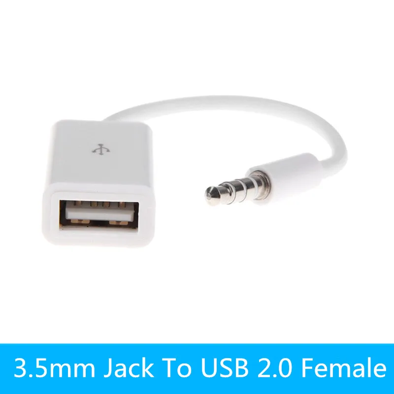 

3.5mm Male AUX Audio Plug Jack To USB 2.0 Female Converter Cable Cord Car MP3 0.15m