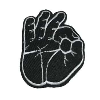 

DZNew Arrival Black OK Gesture Patches for Clothes Jackets Backpacks DIY Embroideried Appliques Iron on Patch for Hats 10pcs/lot