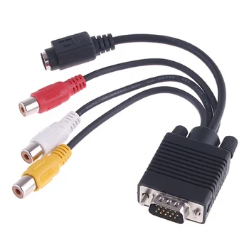 

New PC VGA to S-Video AV RCA TV Out Converter Adapter Cable DOM668