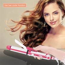 3 In 1 Ceramic Hair Crimper Hair Curler Curling Iron Tongs plate Electric Hair Straightener Flat