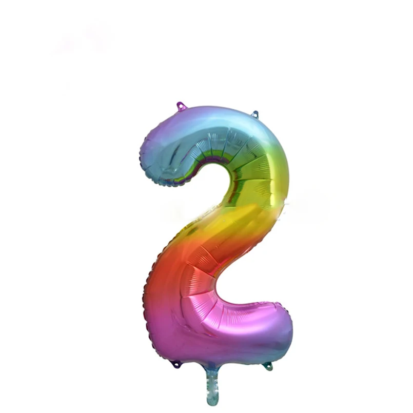 ABDO 1 шт. 32 дюймов Градиент Радуга цвет номер воздушные шары Алюминий плёнки день рождения Свадебная вечеринка приём встречи украшения - Цвет: number 2