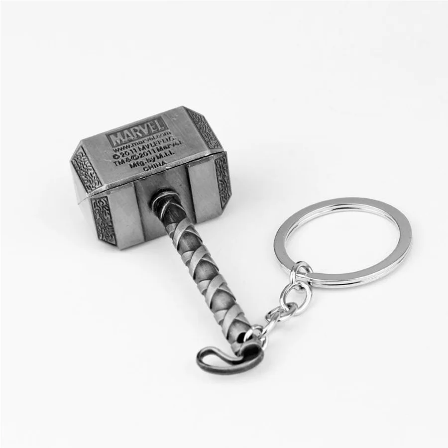 Vintage Thor Hammer Keychains Marvel Avengers Men Key Holder Rings