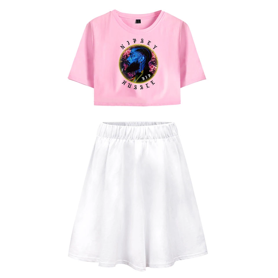 

Rap New Nipsey Hussle Women's suit casual running sports suit short-sleeved JIN JIMIN J-HOPE T-shirt + skirt