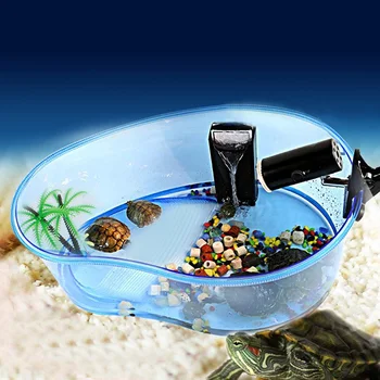 

Vivarium Turtle Habitat Lake Terrapin Reptile Aquarium Tank with Platform Plants