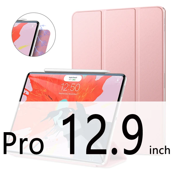 GOOJODOQ для iPad Pro 11 чехол Pro 12,9 Магнитный чехол Funda Поддержка беспроводной зарядки для Apple Pencil из искусственной кожи умный чехол - Цвет: 12 Rose gold