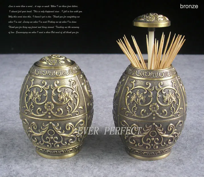

New Arrival metal toothpick holder tooth-pick holder box for tableware decoration silver and bronze 1021