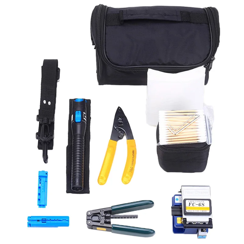 

NEW 12Pcs/set Fiber Optic FTTH Tool Kit FC-6S 5km Visual Fault Locator Wire Stripper