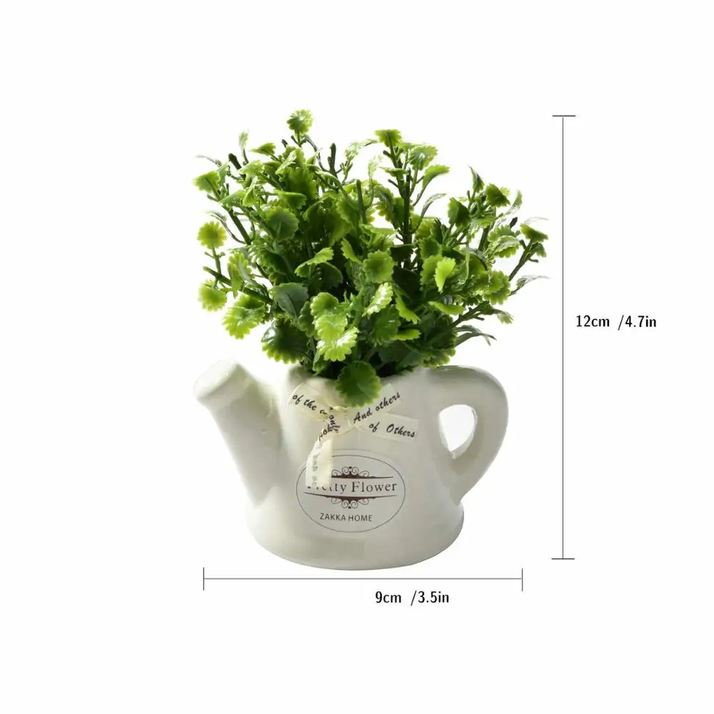 Искусственный цветок растение Мятная трава+ керамический маленький горшок ваза мини настольный бонсай для гостиной украшения сада фермерский дом - Цвет: style 1