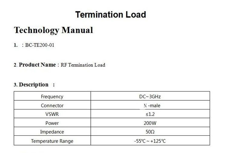 200W N Штекерный соединитель rf манекен нагрузки, RF выходная нагрузка, DC до 3 GHz, 50ohm