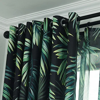 

Feiqiong Pretty Simple Leaf Window Curtain Grommet Ring Top Living Room Bedroom Window Drapes Blinds Valance Fashion Curtain