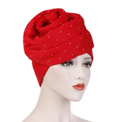 Flower Ceramics Search Edge Solid Color Scarf Hat Cotton-padded Cap Hijab Caps Turban Muslim Dress Headscarf