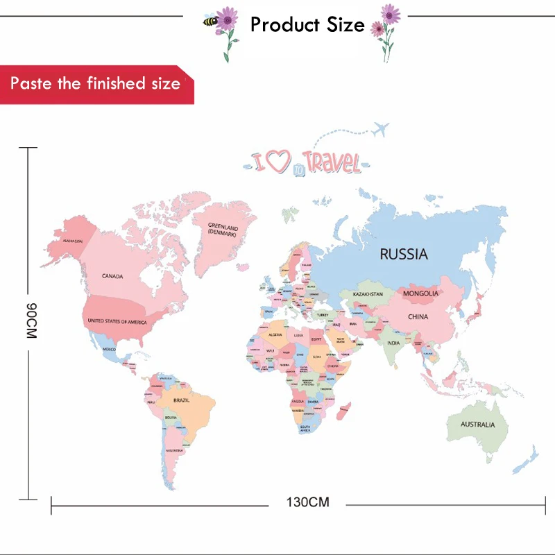 Цветные буквы карта мира DIY виниловые наклейки на стену детская комната любовь Домашний Декор офисное Искусство Наклейки 3D обои наклейки на стену