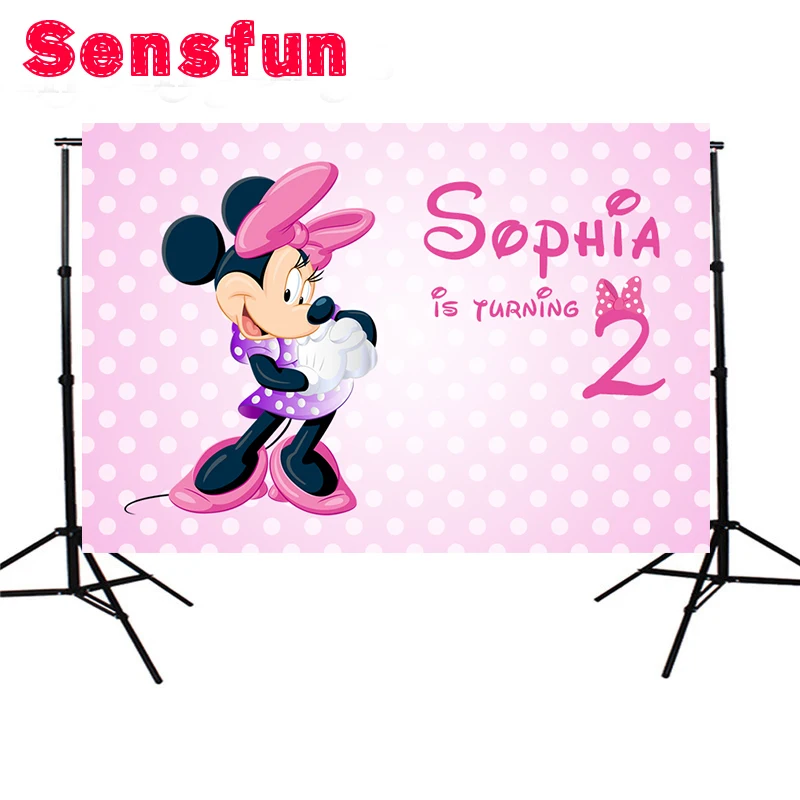 

Minnie Pink Polka Dots Baby Shower Custom Photo Studio Backdrops Backgrounds Vinyl 220cm x 150cm