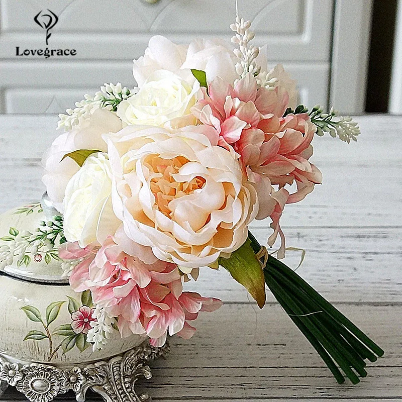 artificial flowers wedding bouquet bridal bridesmaid hand flower home floral decoration (18)