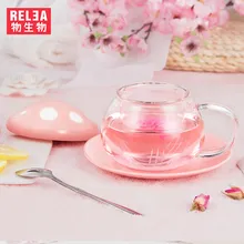 290 мл термостойкий прозрачный стакан для чая кувшин боросиликатное стекло чайник с ситечком чайник милый гриб кувшин китайский чайник