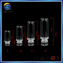 Sailing 510 glass Drip tips electronic cigarette Pyrex Glass transparent for 510 tank atomizer