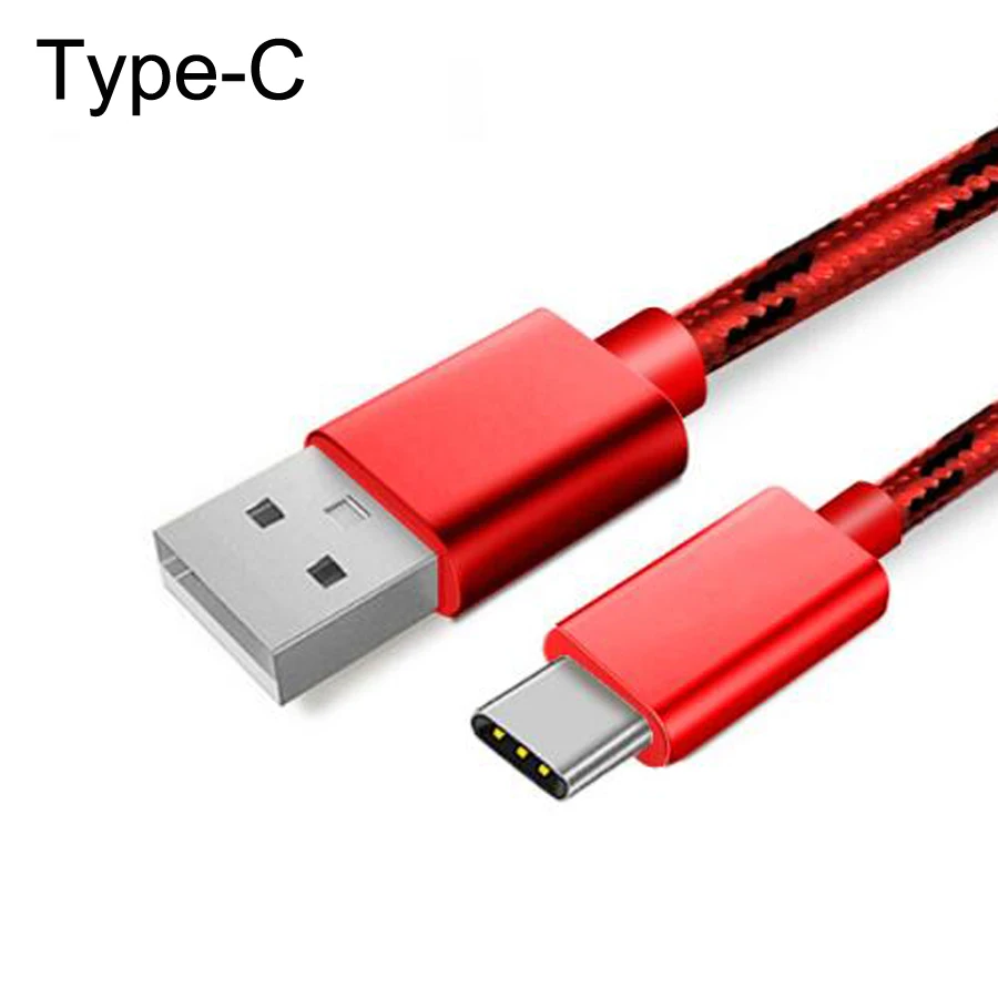 Тип C USB кабель для зарядного устройства для мобильных телефонов для Sumsung S8 S9 xiaomi USB C быстрой зарядки кабель мобильного телефона USB-C кабели для Тип передавать данные и зарядные устройства - Цвет: Красный