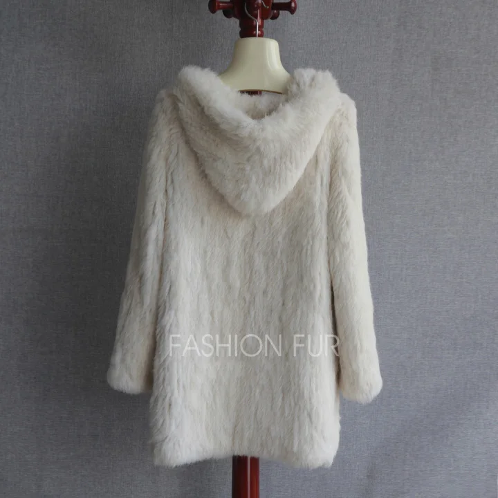 Hood Long New Fashion Women Real Rabbit Fur Knit Jacket Coat Plus size Extra Size S-7XL YH2 Hood Long New Fashion Women Real Rabbit Fur Knit Jacket Coat Plus size Extra Size S-7XL YH2