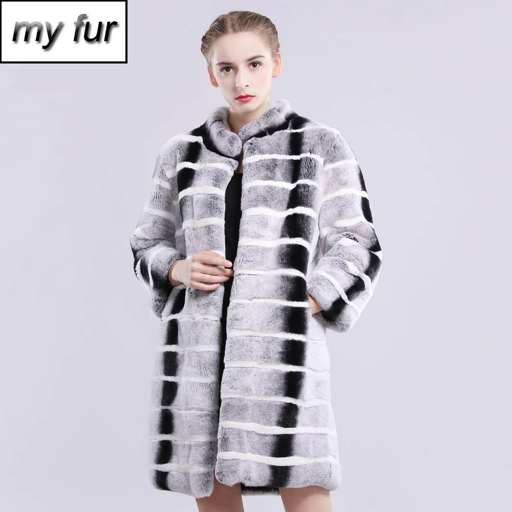 

2019 Long Style Genuine Real Rex Fur Jacket Women Casual Rex Rabbit Fur Coat High Quality Brand Natural Rex Rabbit Fur Overcoat