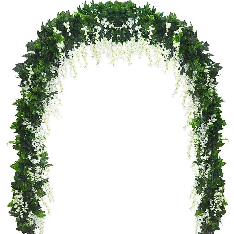 

5 Pcs Silk Wisteria Wreath Wisteria Artificial Flower Hanging Plant Vine Imitation Green Fake Green Leaf Wreath Wedding Kitche