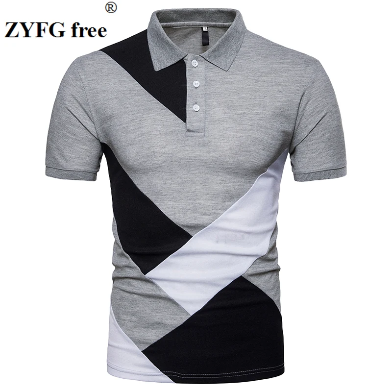 

2018 casual style T-shirt men summer Urban fashion geometry patchwork pattern men's slim short sleeved t-shirt dress EU/US size