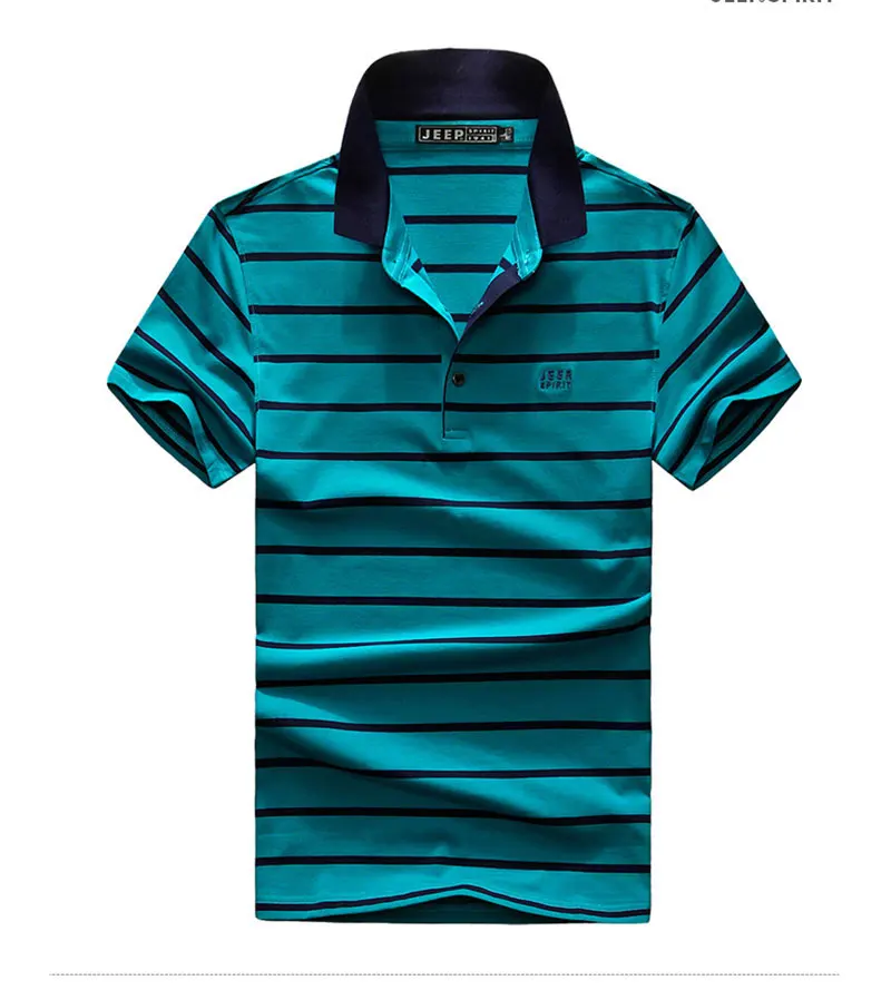 JEEP Brand Men's Polo Shirts Short Sleeve Loose Summer Pinstripe Men Fashion Cotton Man High Quality Smart Casual Straight Tops (4)