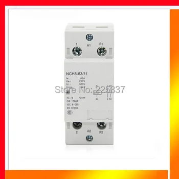 

Free shipping high quality NCH8-63/11 AC 220v 230v 50/60Hz 63A 1-NO 1-NC 2P 2-pole household mini DIN Rail modular AC contactor
