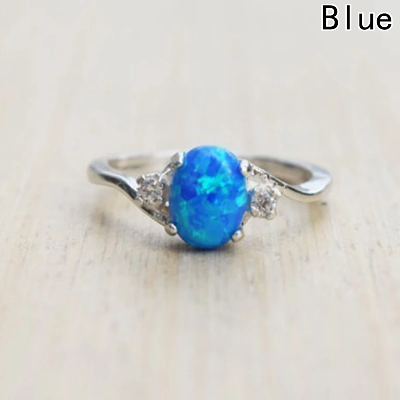 

Simple Fashion Classic Trendy Colorful Big Oval Egg Shape Fire Opal Ring Cubic Zircon Engagement Wedding Rings for Women