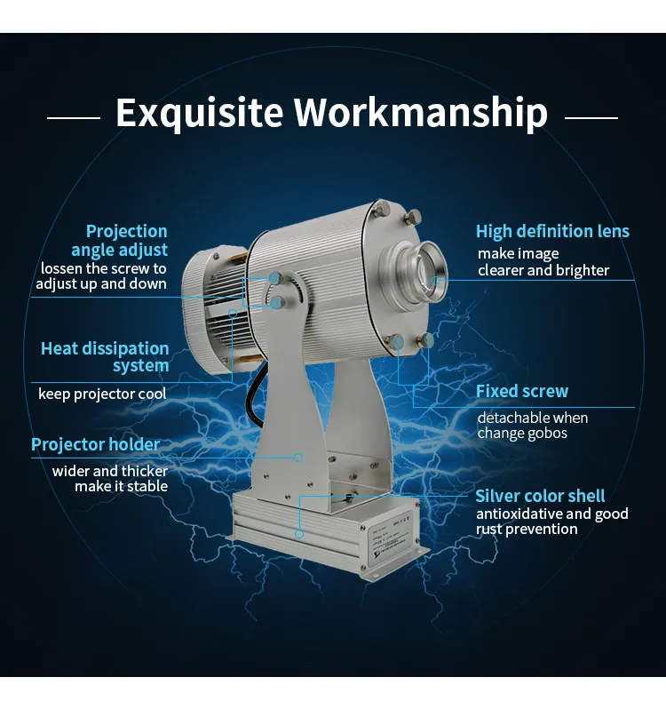 Горячая алюминиевый сплав Серебряный Открытый 4500Lm 40 Вт светодиодный проектор Gobo водонепроницаемый 40 Вт светодиодный статический пользовательский Проектор изображения