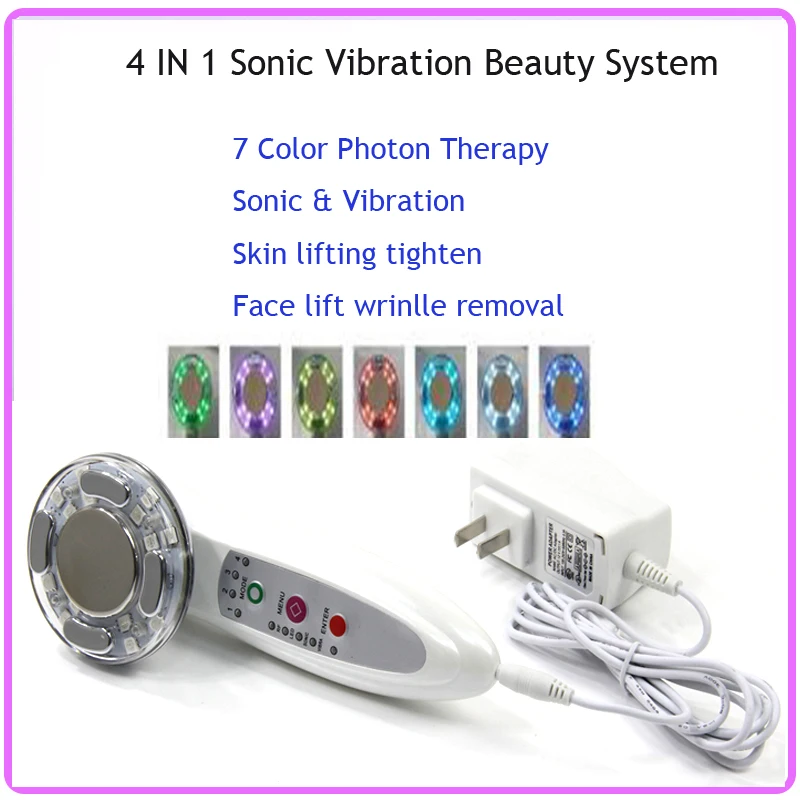 Mini Bipoar RF Radio Frequency Ultrasonic Vibration Photon Tender Skin Rejuvenation Anti Aging Face Body Beauty Massager