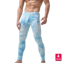 Мужское термобелье, кальсоны с принтом Tie Dye, мужские леггинсы, Hombre, сексуальные, u-образные, молодежные, плотные, термальная одежда, хлопок, зима
