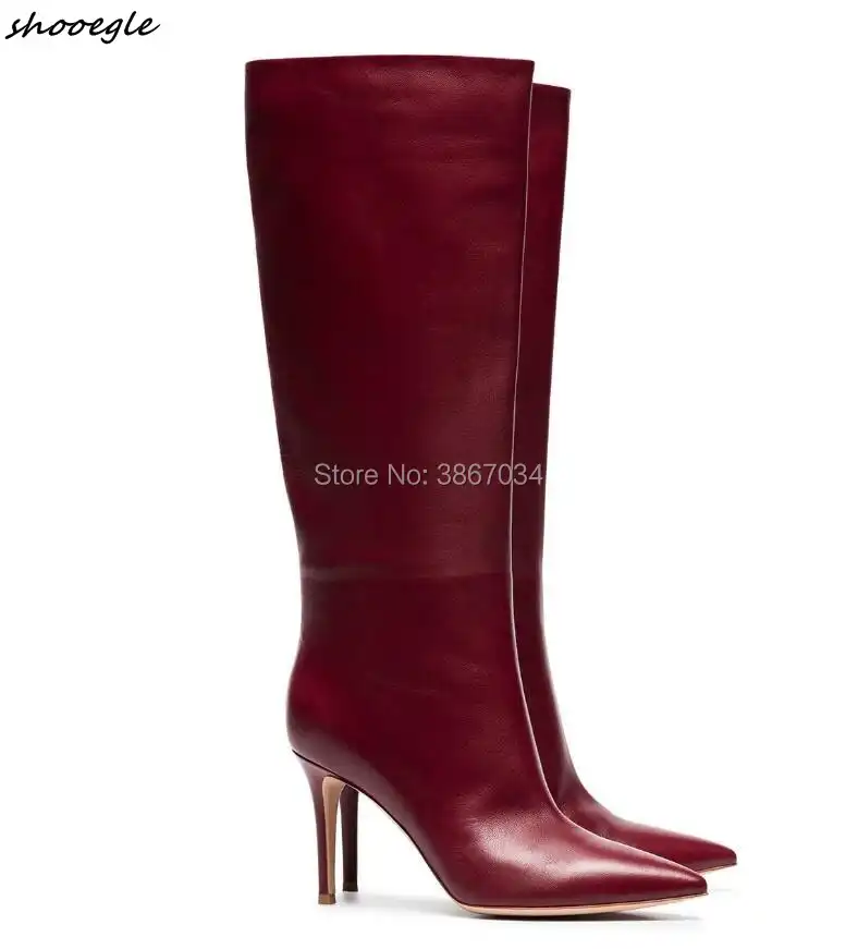 womens burgundy knee high boots